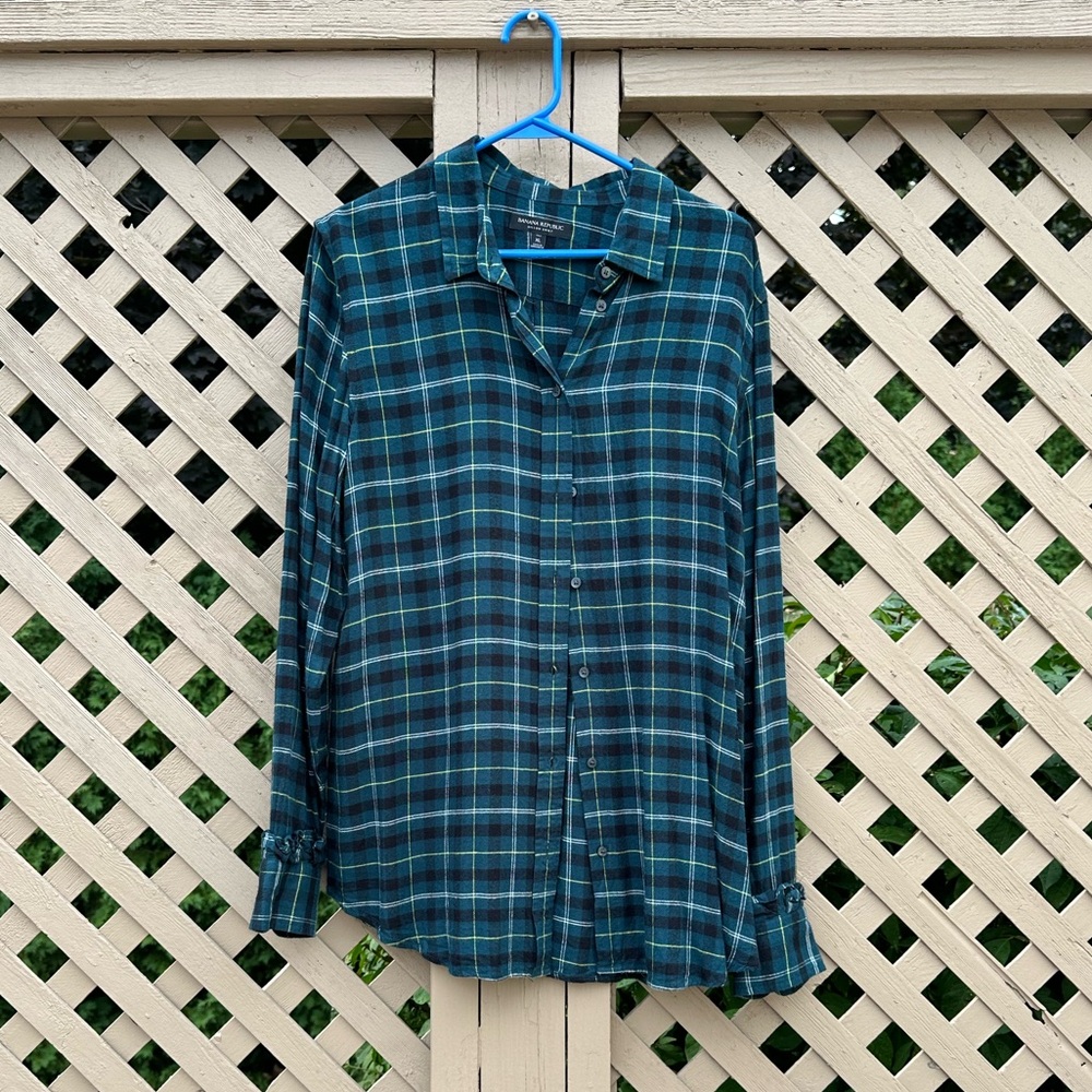 Banana Republic Green and Blue Plaid Shirt